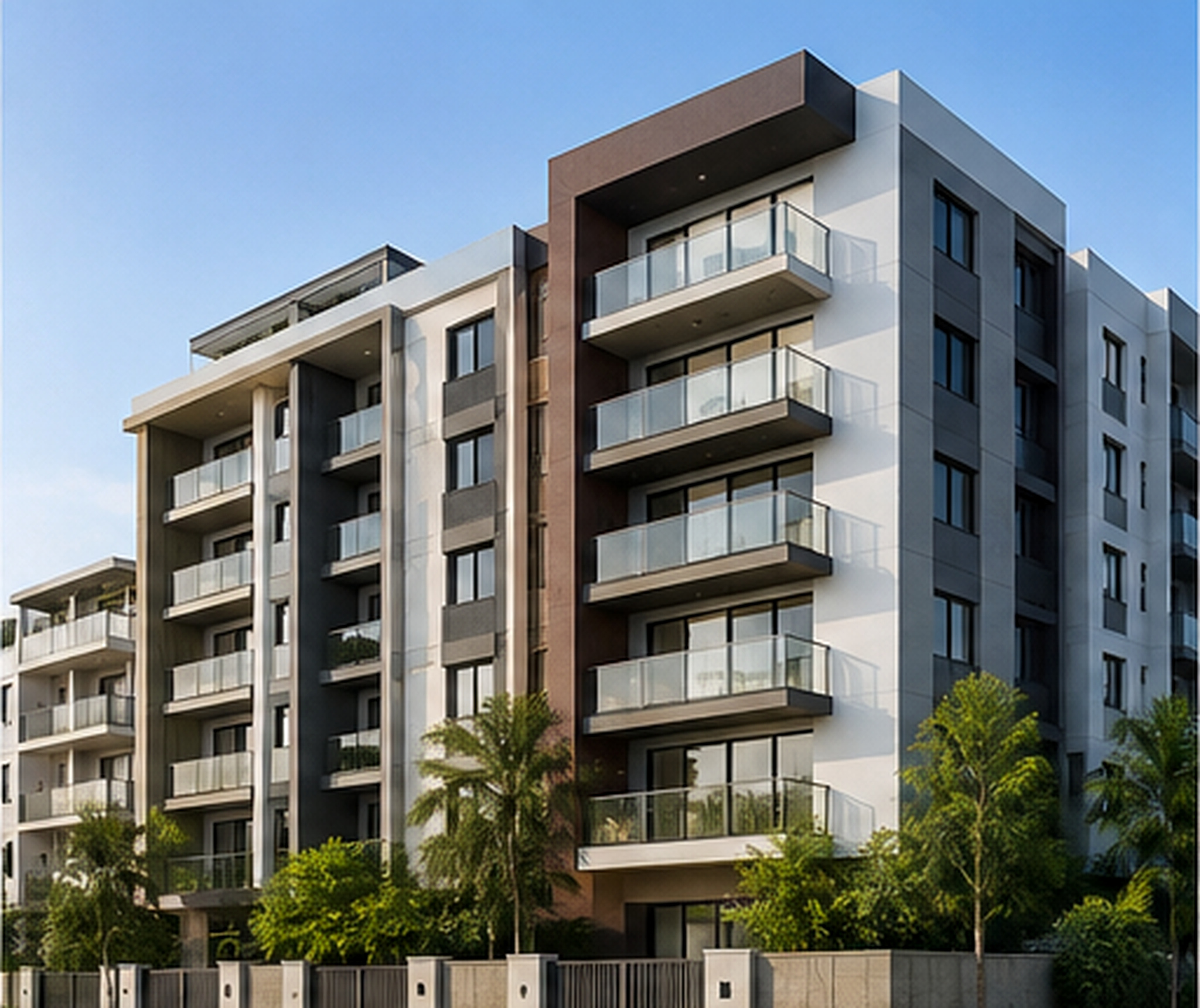 Modern apartment building facade